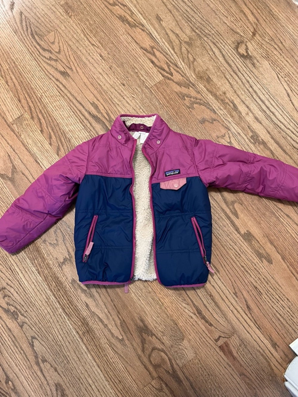 Patagonia Girls Pink and Navy Insulated Jacket